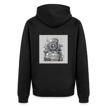 Berlin Planet - Unisex Premium Bio Zip Hoodie - Schwarz - Hinten - Nico (187cm)