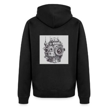 Berlin Planet - Unisex Premium Bio Zip Hoodie - Schwarz - Hinten - Nico (187cm)