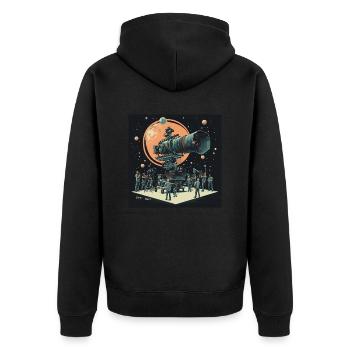 Camera stars - Unisex Premium Bio Zip Hoodie - Schwarz - Hinten - Nico (187cm)
