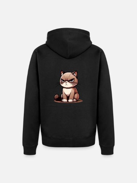 Cranky Cat - Unisex Premium Bio Zip Hoodie - Schwarz
