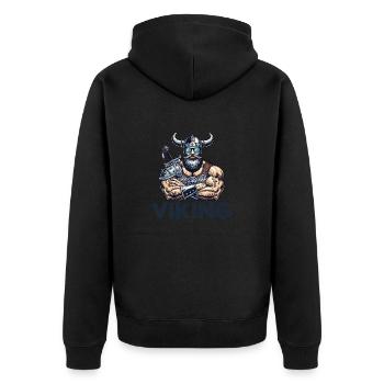 wikinger sonnenbrille 1 - Unisex Premium Bio Zip Hoodie - Schwarz - Hinten - Nico (187cm)