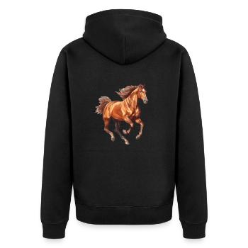 Galoppierendes Pferd - Unisex Premium Bio Zip Hoodie - Schwarz - Hinten - Nico (187cm)