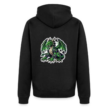 Cybernetic Green Dragon - Unisex Premium Bio Zip Hoodie - Schwarz - Hinten - Nico (187cm)