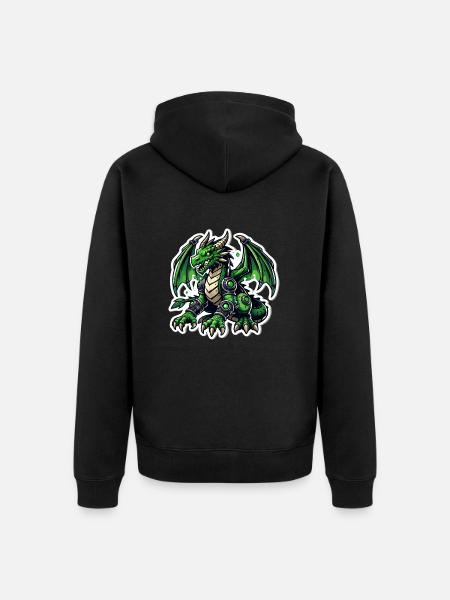 Cybernetic Green Dragon - Unisex Premium Organic Zip Hoodie - black
