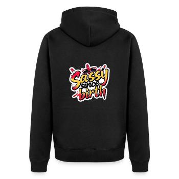 Frech Seit der Geburt Mutige Graffiti-Ästhetik Heftig - Unisex Premium Bio Zip Hoodie - Schwarz - Hinten - Nico (187cm)
