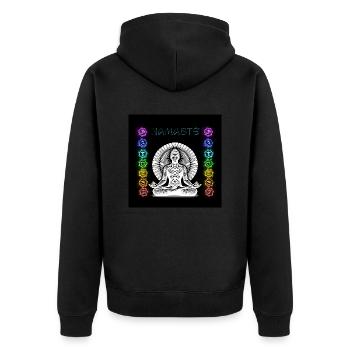 Namastè White - Unisex Premium Bio Zip Hoodie - Schwarz - Hinten - Nico (187cm)