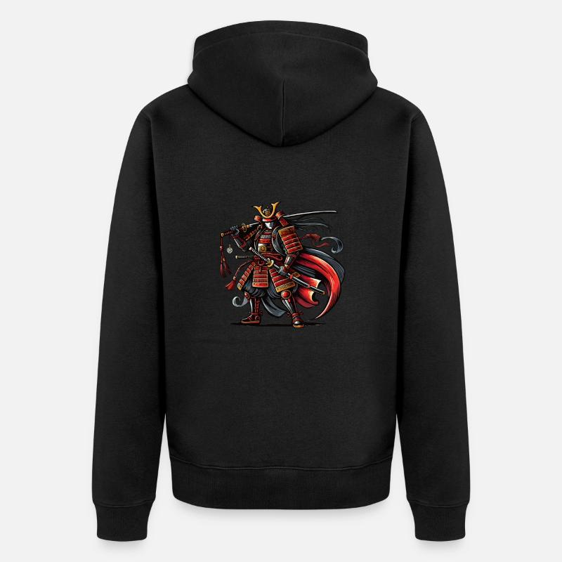 samurai comic - Unisex Premium Bio Zip Hoodie - Schwarz