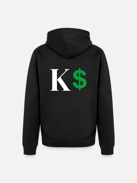 Letter k dollar - Unisex Premium Organic Zip Hoodie - black