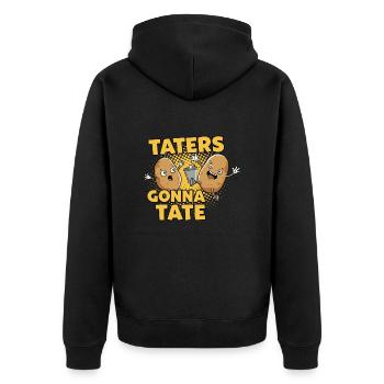 Taters gehen in die Tate - Unisex Premium Bio Zip Hoodie - Schwarz - Hinten - Nico (187cm)
