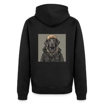 My friend Bo - Unisex Premium Bio Zip Hoodie - Schwarz - Hinten - Nico (187cm)