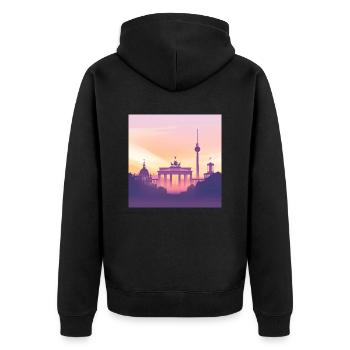Berlin - Unisex Premium Bio Zip Hoodie - Schwarz - Hinten - Nico (187cm)