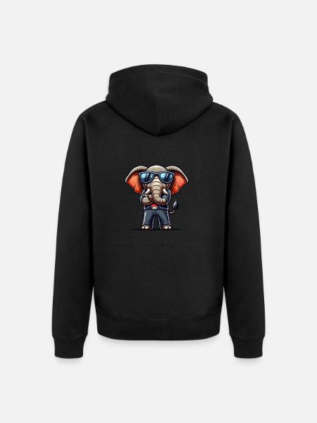 Elephant Comic Sunglasses - Unisex Premium Organic Zip Hoodie - black