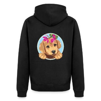 Jeter un coup d’œil curieux chien Golden Retriever avec des fleurs - Veste à capuche bio Premium Unisexe - noir - Dos - Nico (187cm)