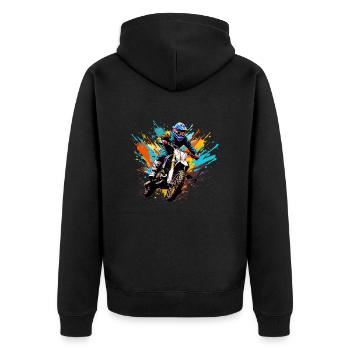 Motocross - Unisex Premium Bio Zip Hoodie - Schwarz - Hinten - Nico (187cm)