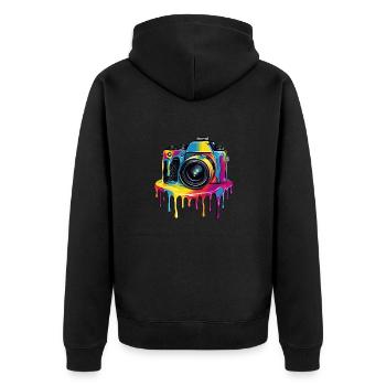 Fotograf - Unisex Premium Bio Zip Hoodie - Schwarz - Hinten - Nico (187cm)
