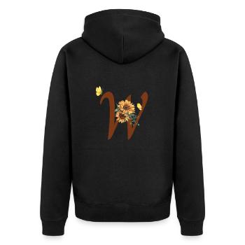 Letter w sunflower butterfly - Unisex Premium Organic Zip Hoodie - black - Back - Nico (187cm)