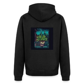 Canabis lover NYC - Unisex Premium Bio Zip Hoodie - Schwarz - Hinten - Nico (187cm)