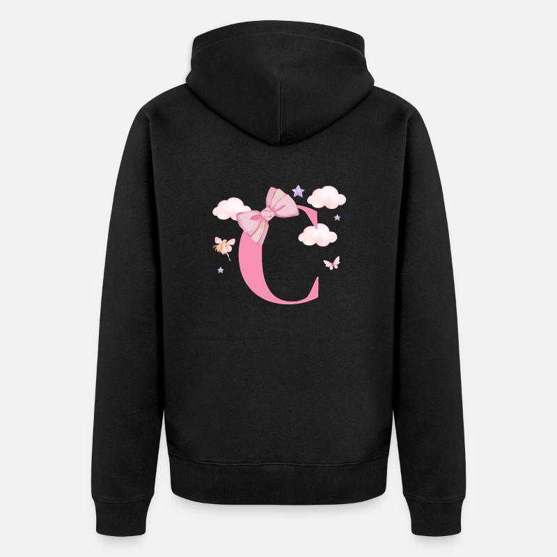 Lettre c rose nuages - Veste à capuche bio Premium Unisexe - noir