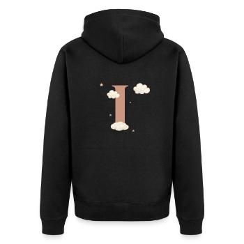 Letter i clouds stars - Unisex Premium Organic Zip Hoodie - black - Back - Nico (187cm)
