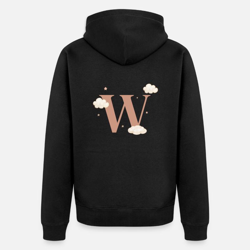 Lettre w nuages étoiles - Veste à capuche bio Premium Unisexe - noir