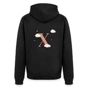 Letter x clouds stars - Unisex Premium Organic Zip Hoodie - black - Back - Nico (187cm)