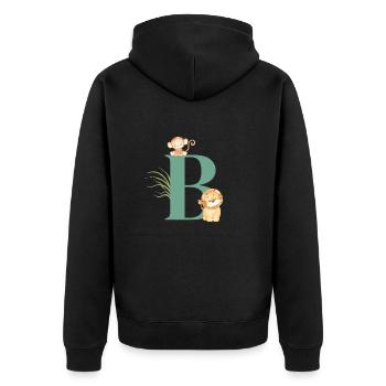 Letter b green jungle animals - Unisex Premium Organic Zip Hoodie - black - Back - Nico (187cm)