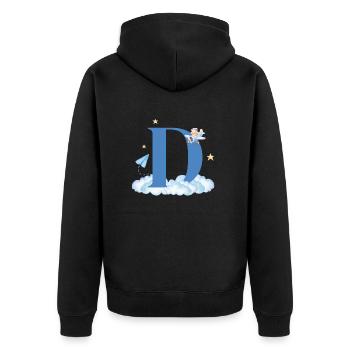 Letter d blue clouds airplane child - Unisex Premium Organic Zip Hoodie - black - Back - Nico (187cm)