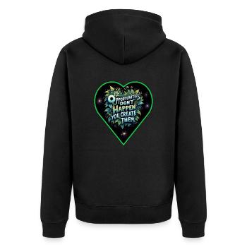 Create opportunities - Unisex Premium Organic Zip Hoodie - black - Back - Nico (187cm)
