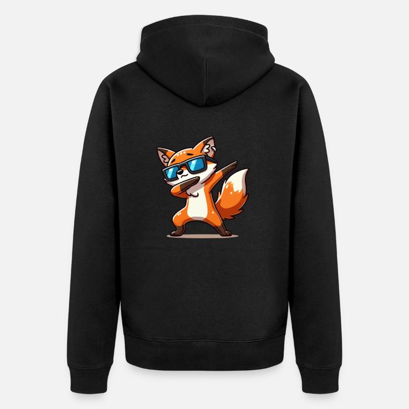 fuchs tier dabbing - Unisex Premium Bio Zip Hoodie - Schwarz