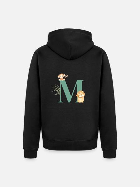 Buchstabe M Grüne Dschungeltiere - Unisex Premium Bio Zip Hoodie - Schwarz