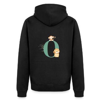 Letter o green jungle animals - Unisex Premium Organic Zip Hoodie - black - Back - Nico (187cm)
