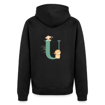 Letter u green jungle animals - Unisex Premium Organic Zip Hoodie - black - Back - Nico (187cm)
