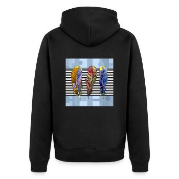 Feder - Unisex Premium Bio Zip Hoodie - Schwarz - Hinten - Nico (187cm)