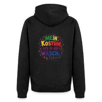 Mein Kostüm ist in der Wäsche - Unisex Premium Bio Zip Hoodie - Schwarz - Hinten - Nico (187cm)