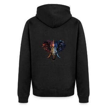 Éléphant Feu Eau - Veste à capuche bio Premium Unisexe - noir - Dos - Nico (187cm)