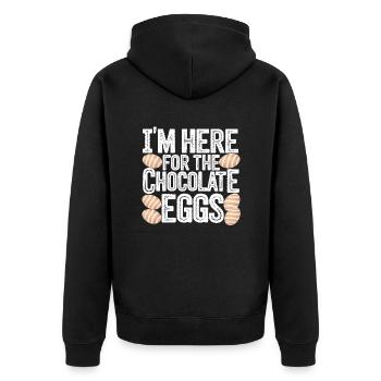 I'm Here For The Chocolate Eggs Lustig Ostern Eier - Unisex Premium Bio Zip Hoodie - Schwarz - Hinten - Nico (187cm)
