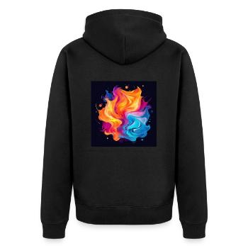 Bunter Wirbel - Unisex Premium Bio Zip Hoodie - Schwarz - Hinten - Nico (187cm)