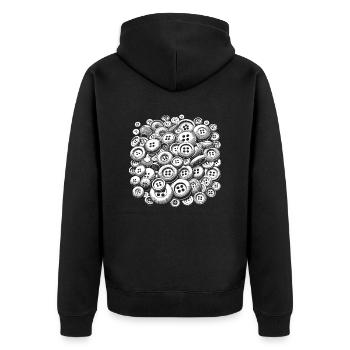 Knöpfe - Unisex Premium Bio Zip Hoodie - Schwarz - Hinten - Nico (187cm)