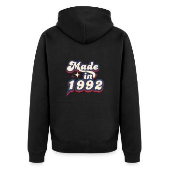 Hergestellt im Jahr 1992 Retro - Unisex Premium Bio Zip Hoodie - Schwarz - Hinten - Nico (187cm)