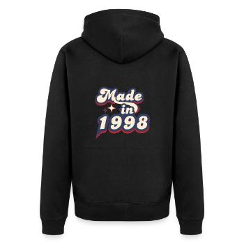 Made in 1998 retro - Unisex Premium Organic Zip Hoodie - black - Back - Nico (187cm)