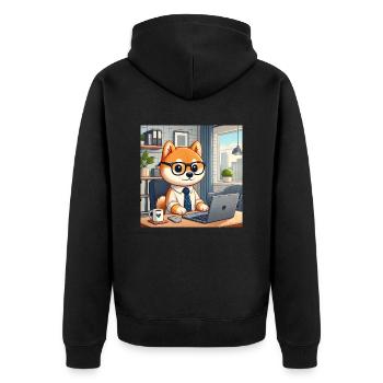 Shiba dad at work - Unisex Premium Organic Zip Hoodie - black - Back - Nico (187cm)