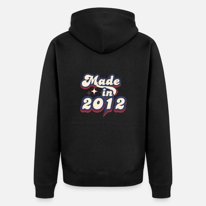 Made in 2012 retro - Unisex Premium Organic Zip Hoodie - black