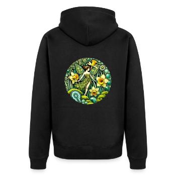 Daffodil Fairy - Unisex Premium Organic Zip Hoodie - black - Back - Nico (187cm)