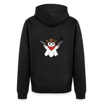 Geist Cowboy - Unisex Premium Bio Zip Hoodie - Schwarz - Hinten - Nico (187cm)