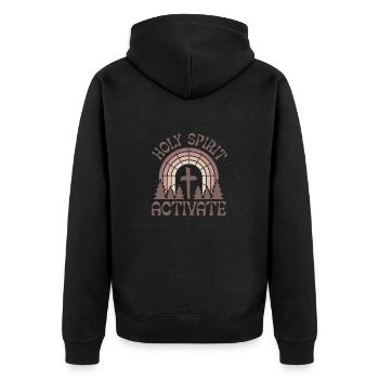 Holy spirit activate - Unisex Premium Bio Zip Hoodie - Schwarz - Hinten - Nico (187cm)