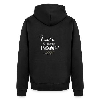 Veux tu être mon parrain - Veste à capuche bio Premium Unisexe - noir - Dos - Nico (187cm)