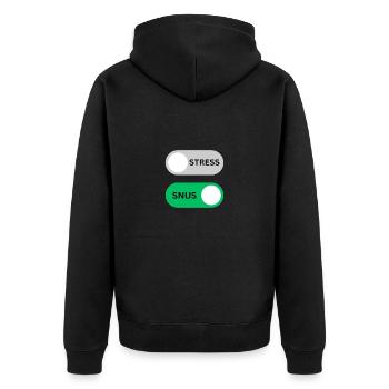 SNUS on off - Unisex Premium Bio Zip Hoodie - Schwarz - Hinten - Nico (187cm)