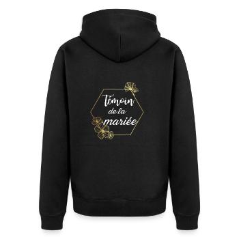 Témoin de la Mariée doré floral - Veste à capuche bio Premium Unisexe - noir - Dos - Nico (187cm)