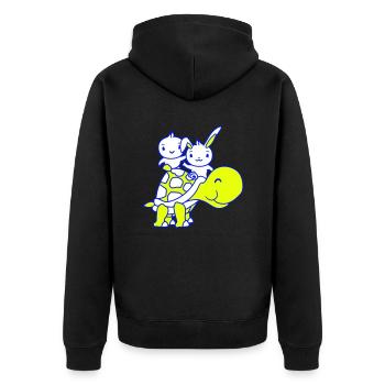 2 Bunny Bird Big Giant Turtle Waving Team - Unisex Premium Organic Zip Hoodie - black - Back - Nico (187cm)
