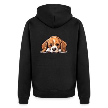 Morgenmuffel auf vier Beinen - Unisex Premium Bio Zip Hoodie - Schwarz - Hinten - Nico (187cm)